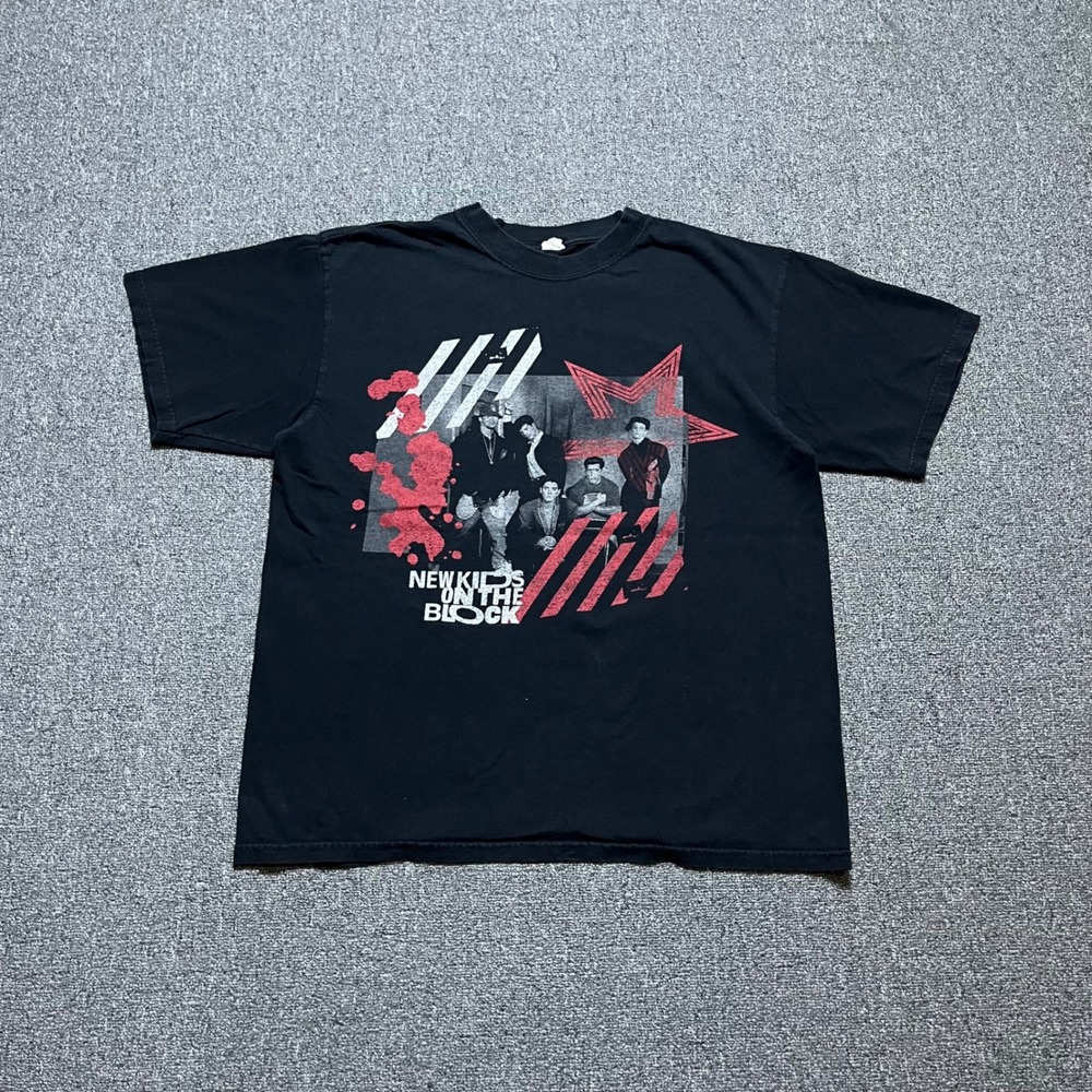 Anvil New Kids on the Block Live Tour T-Shirt Large Black Graphic Band Tee